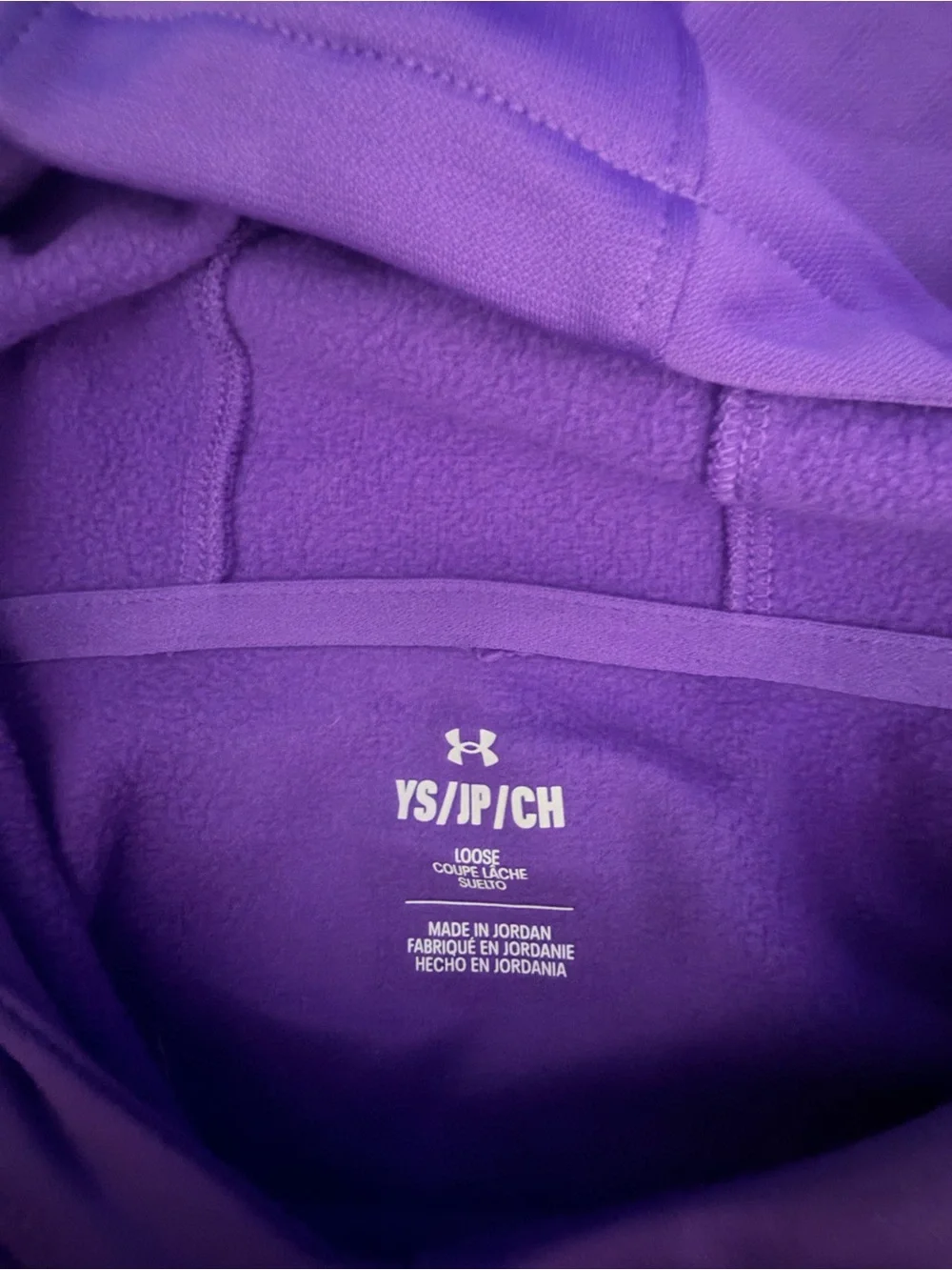 Under Armour Purple Hoodie with Pink-Orange Logo